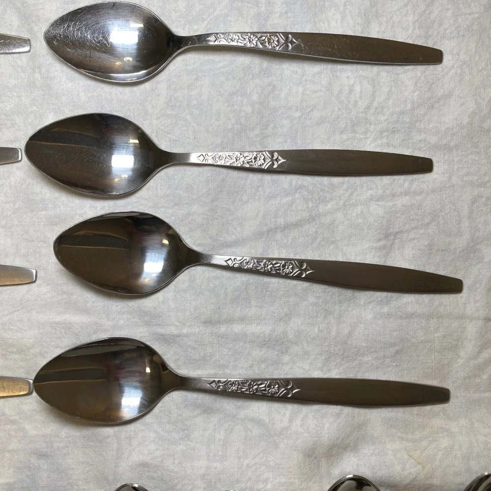 International Stainless INS80 42 Pc Flatware Set 18/8 Floral Service for 8 +2Tsp